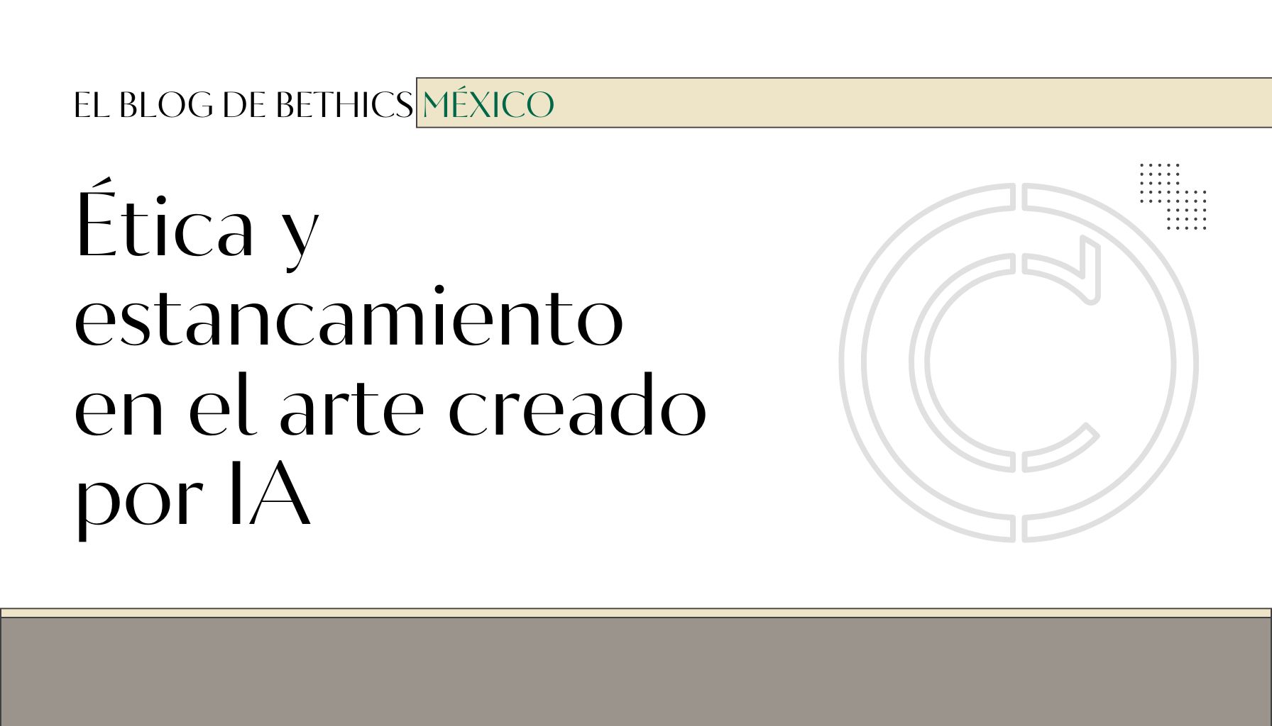 Banner para la entrada del blog "Preocupaciones Éticas y Estancamiento en el Arte/Imágenes Generadas por IA"